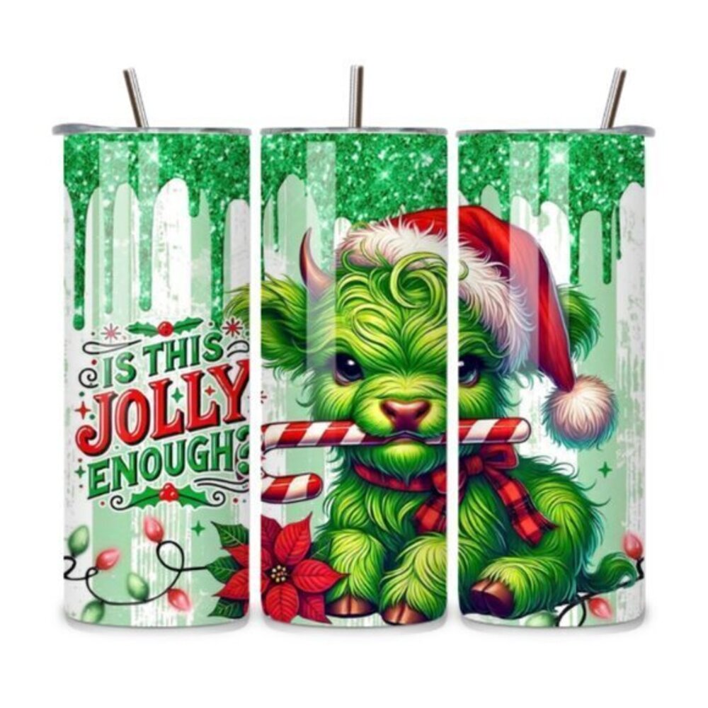 Christmas Grinch Cow 20oz Stainless Steel Tumbler